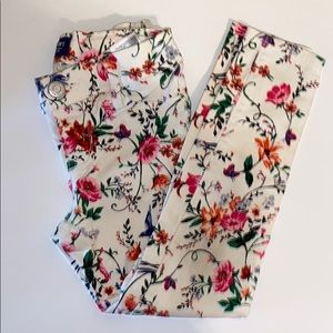 Girls Rockstar White Floral Jeggings - Size 5